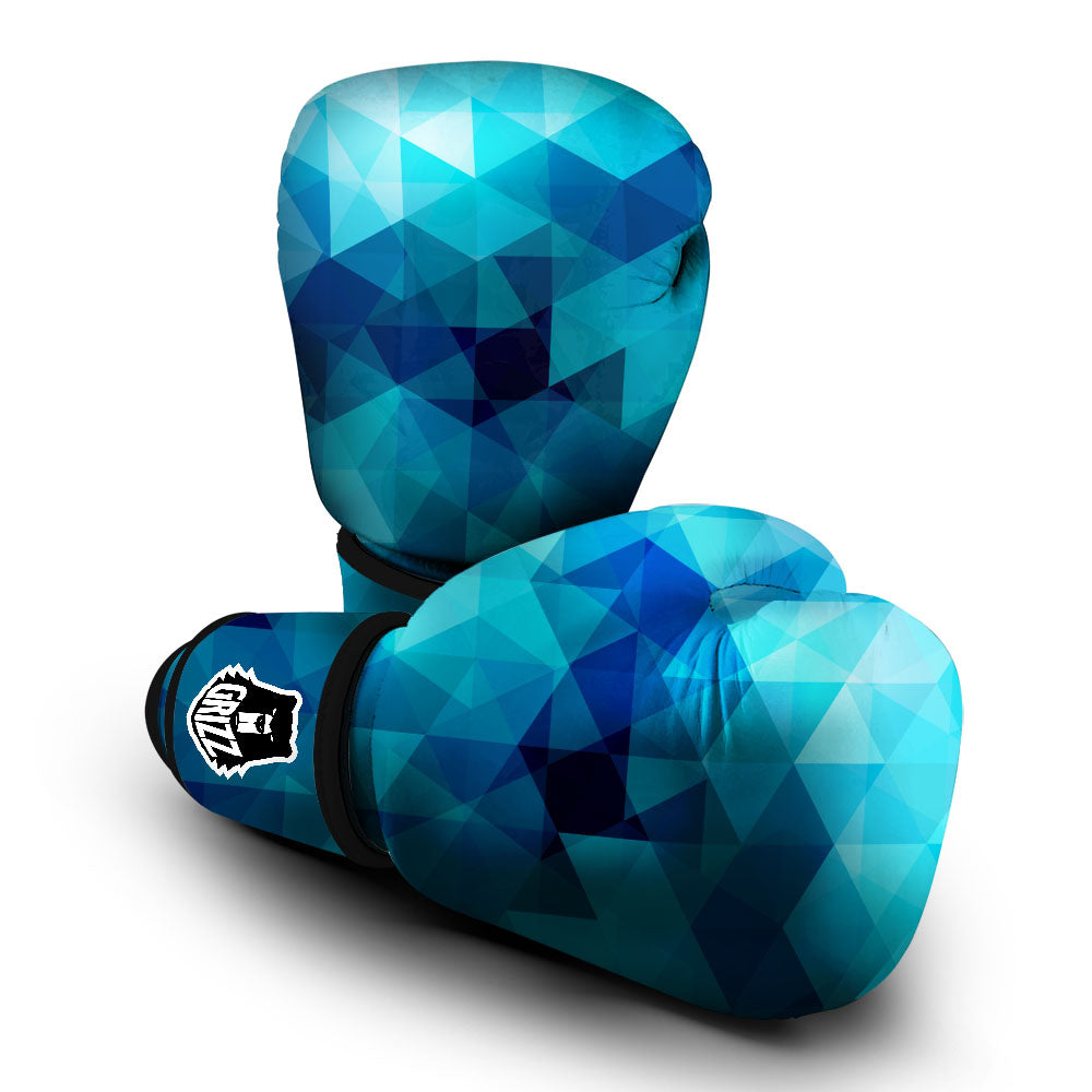 Geometric Mosaic Blue Print Boxing Gloves-grizzshop