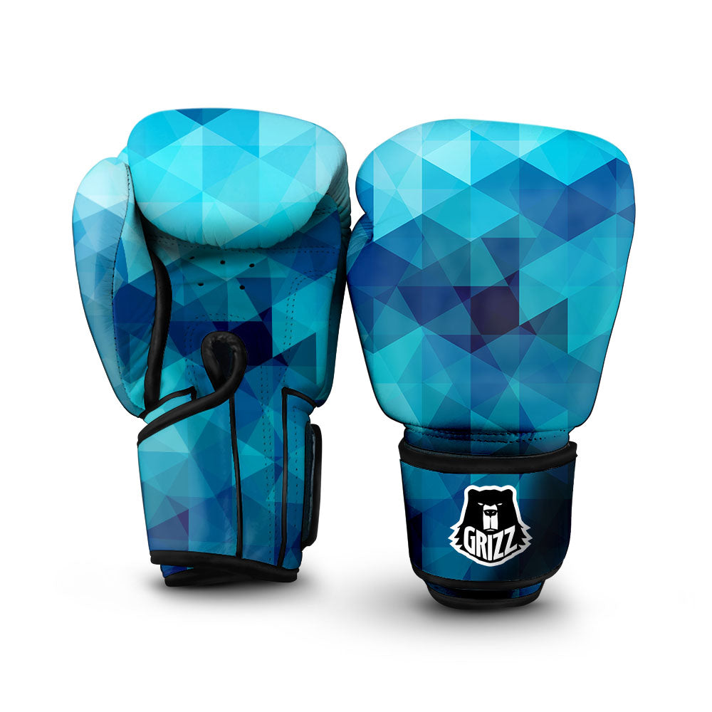 Geometric Mosaic Blue Print Boxing Gloves-grizzshop