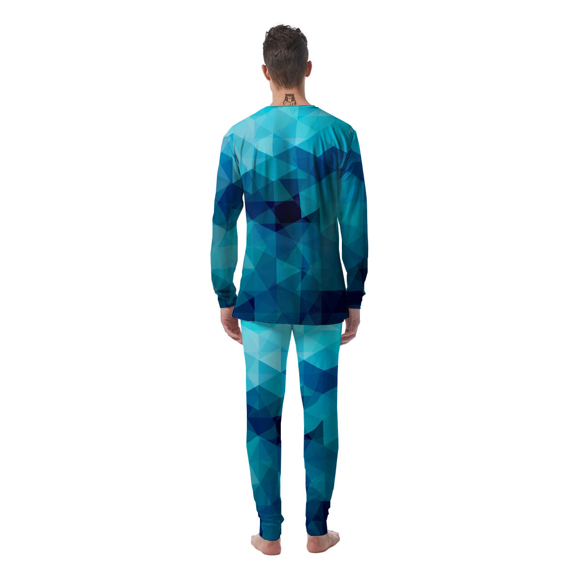 Geometric Mosaic Blue Print Men's Pajamas-grizzshop