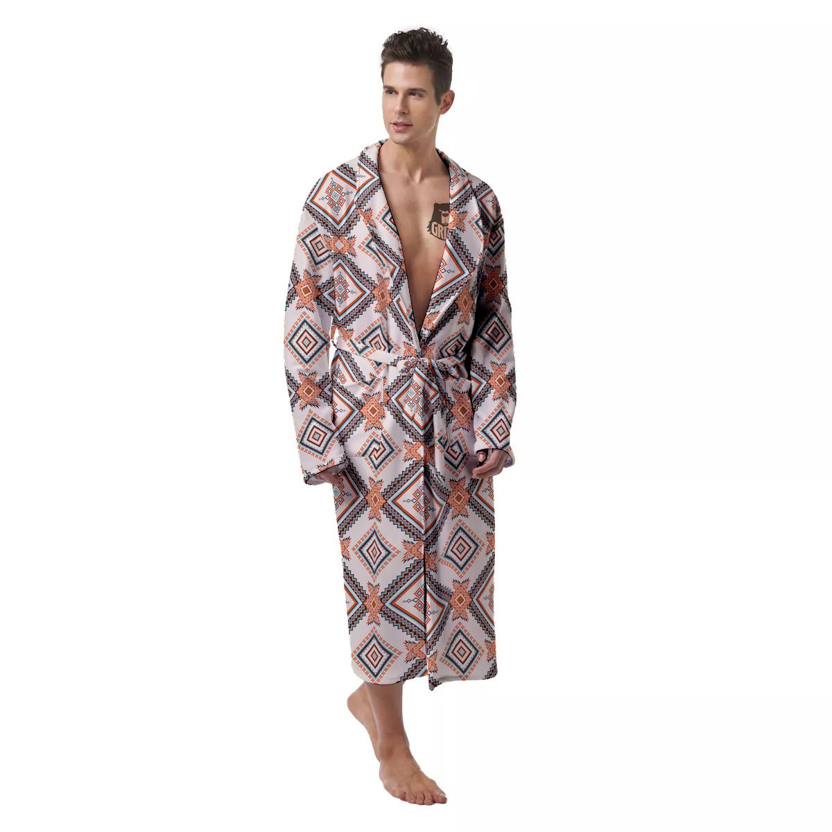 Geometric Native American Print Pattern Men's Robe-grizzshop