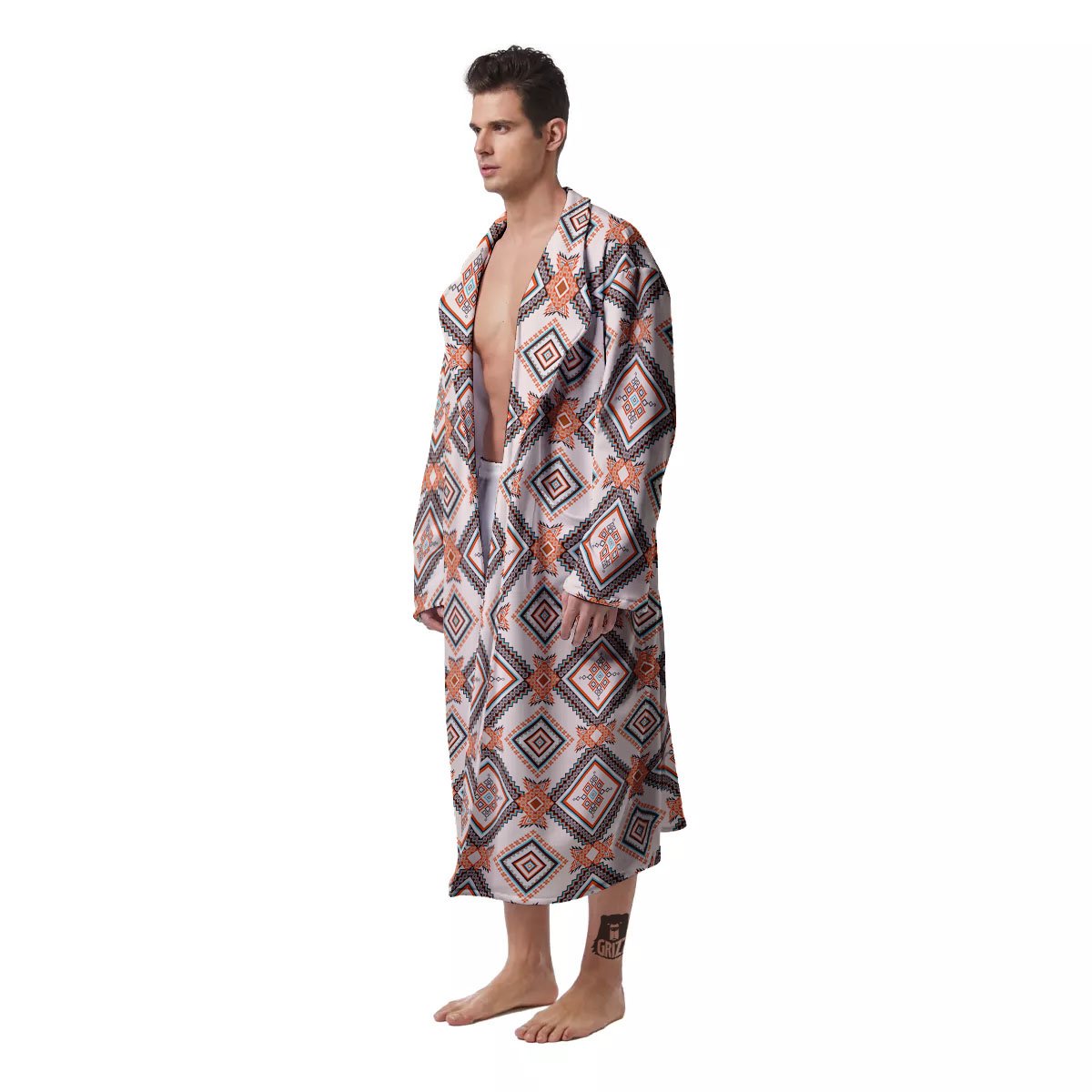 Geometric Native American Print Pattern Men's Robe-grizzshop