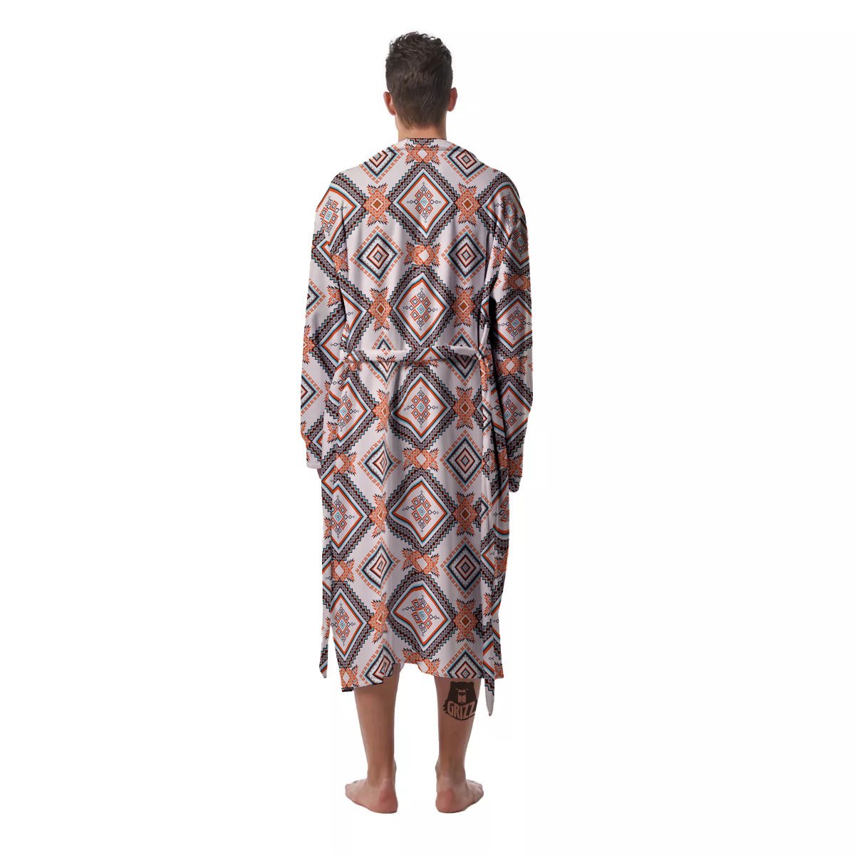 Geometric Native American Print Pattern Men's Robe-grizzshop