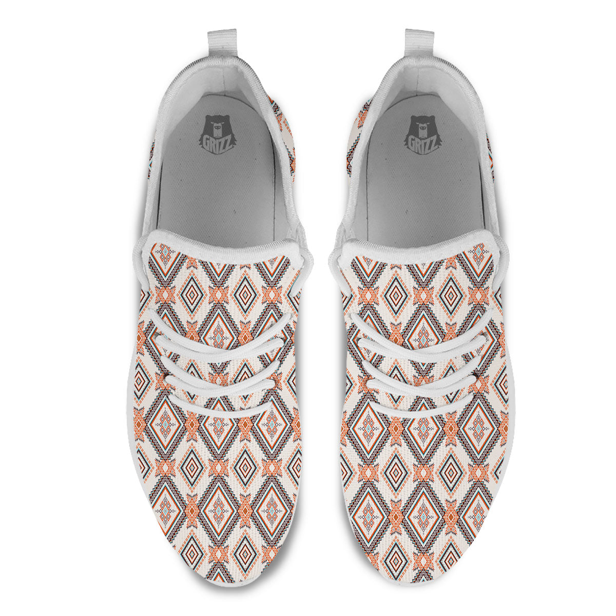 Geometric Native American Print Pattern White Athletic Shoes-grizzshop