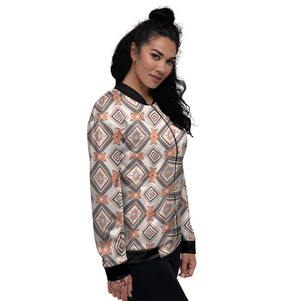 Geometric Native American Print Pattern Women's Bomber Jacket-grizzshop