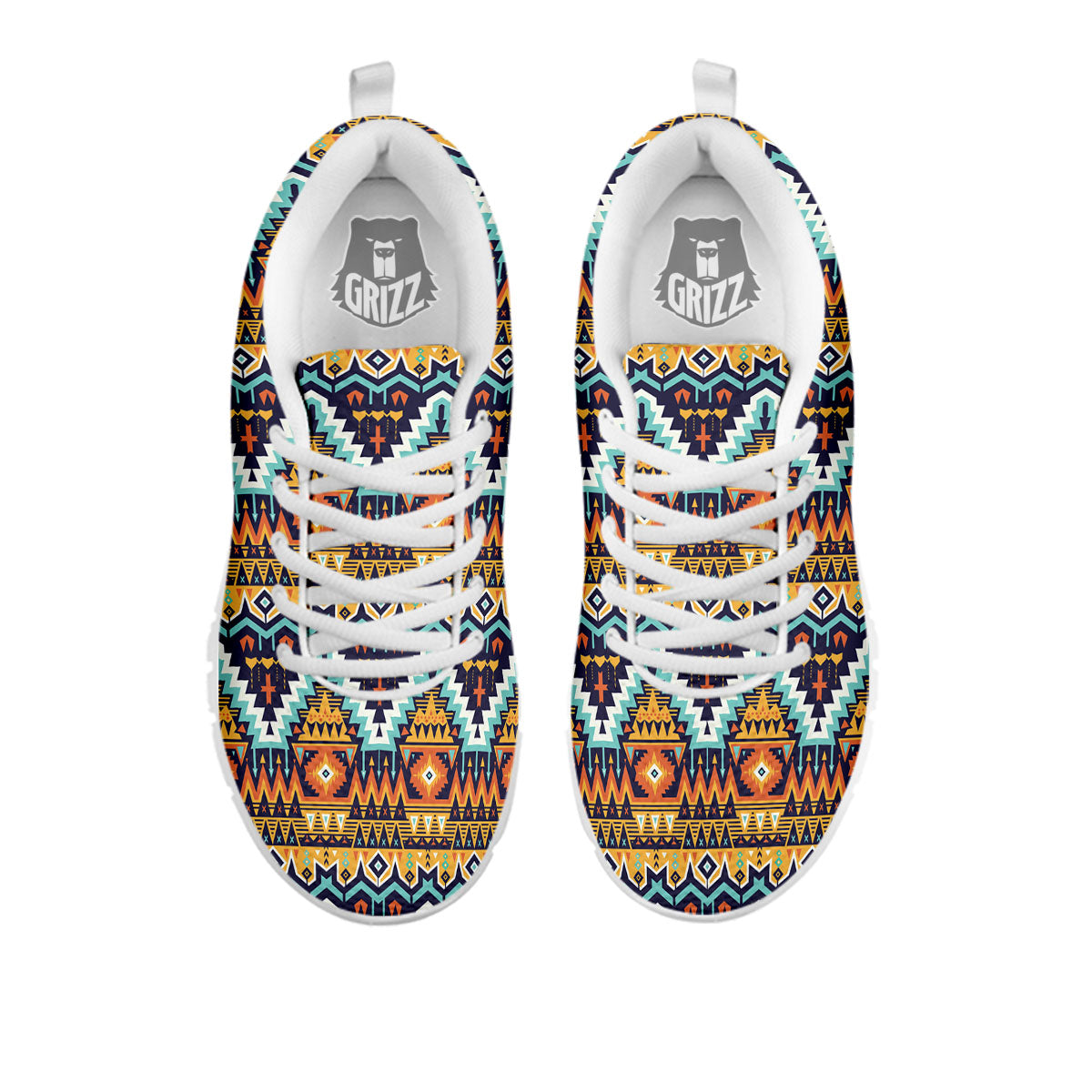 Geometric Navajo Print Pattern White Sneaker-grizzshop