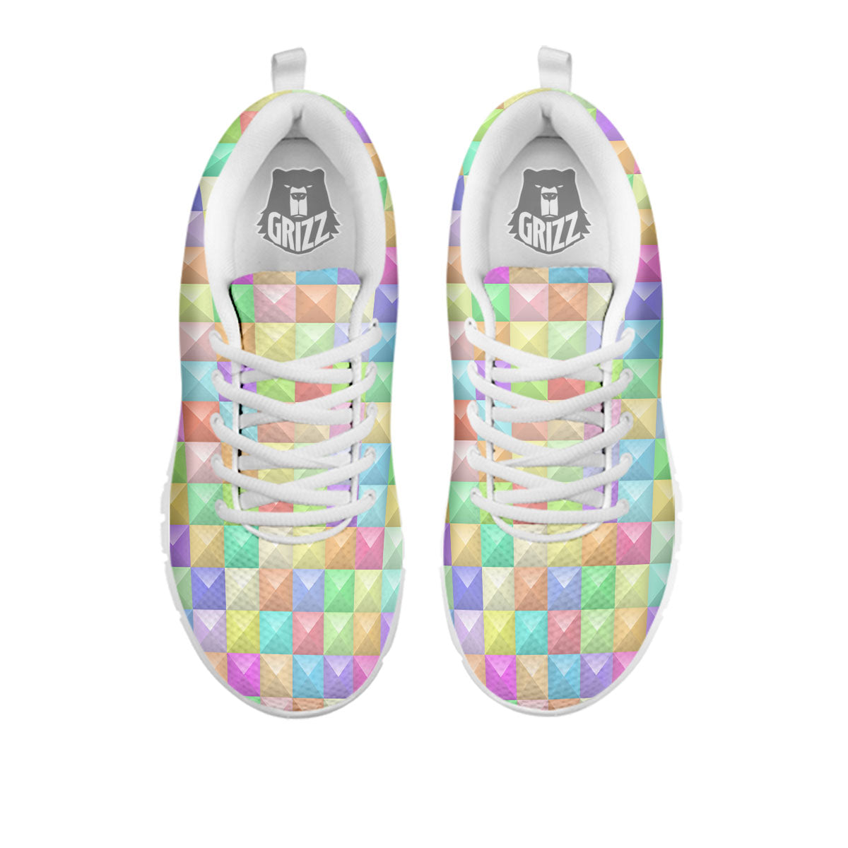 Geometric Polygonal Colorful Print White Sneaker-grizzshop