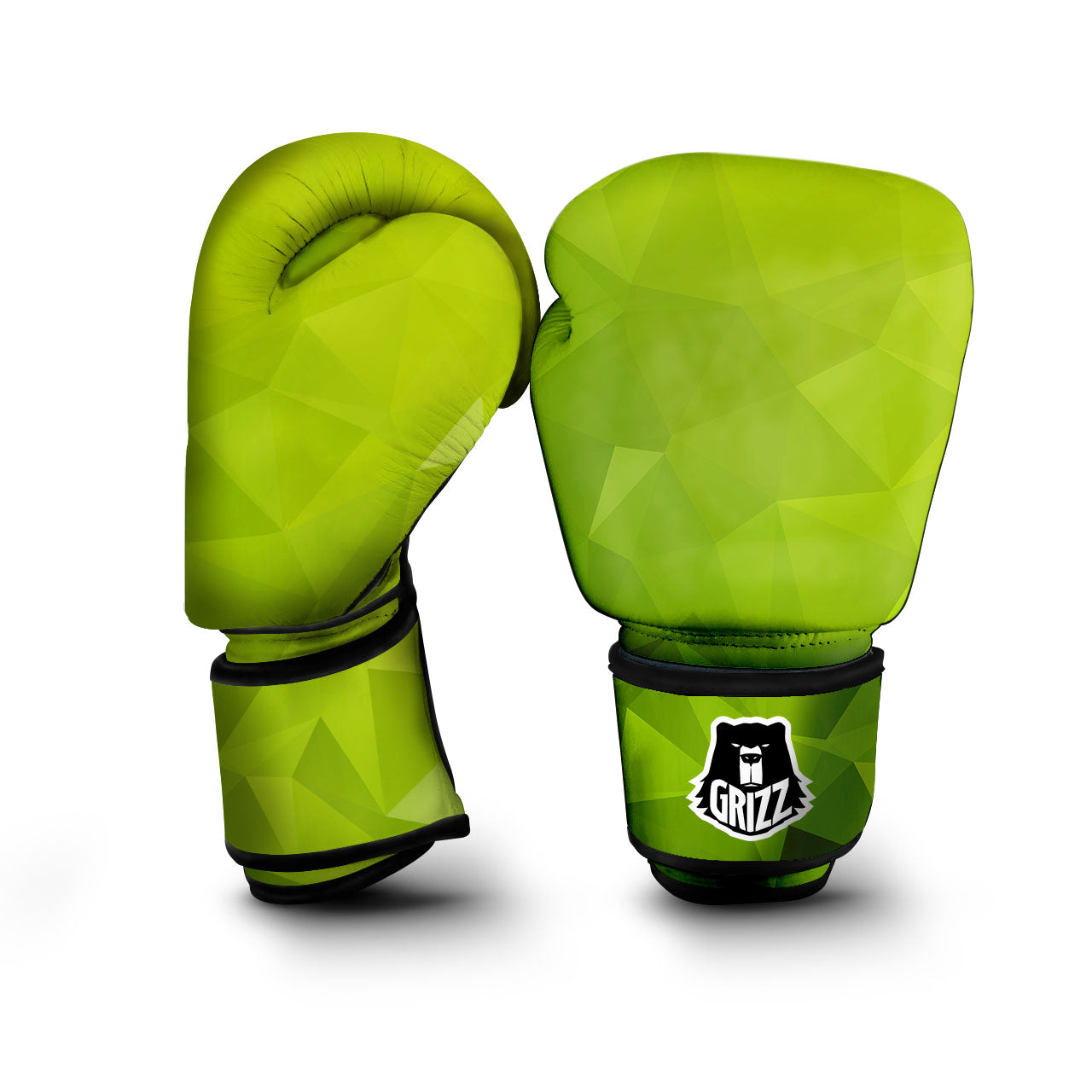 Geometric Polygonal Green Print Boxing Gloves-grizzshop