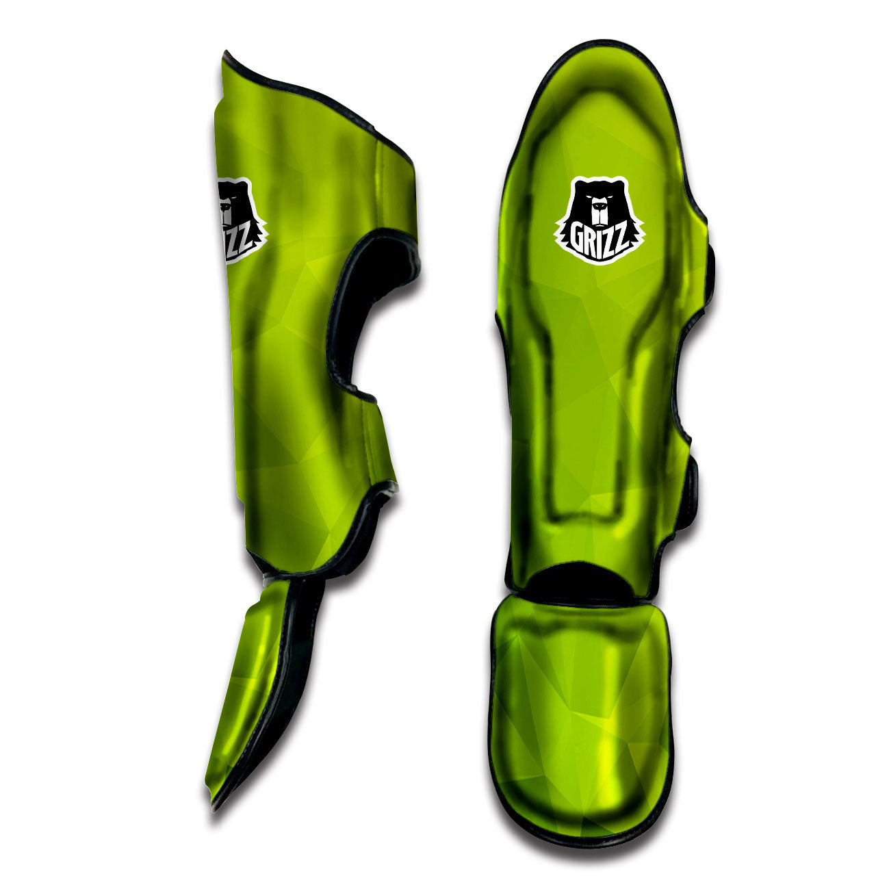 Geometric Polygonal Green Print Muay Thai Shin Guards-grizzshop