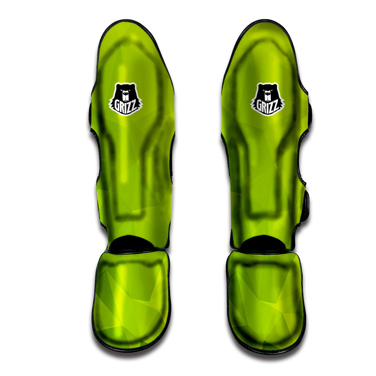 Geometric Polygonal Green Print Muay Thai Shin Guards-grizzshop