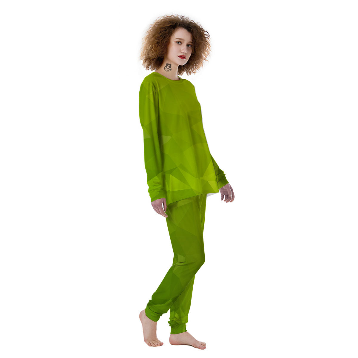 Geometric Polygonal Green Print Women's Pajamas-grizzshop