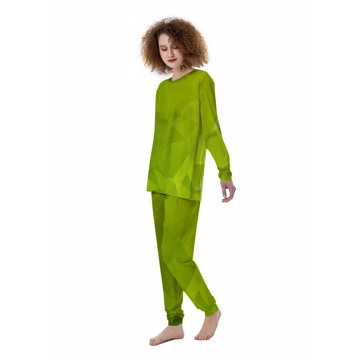 Geometric Polygonal Green Print Women's Pajamas-grizzshop