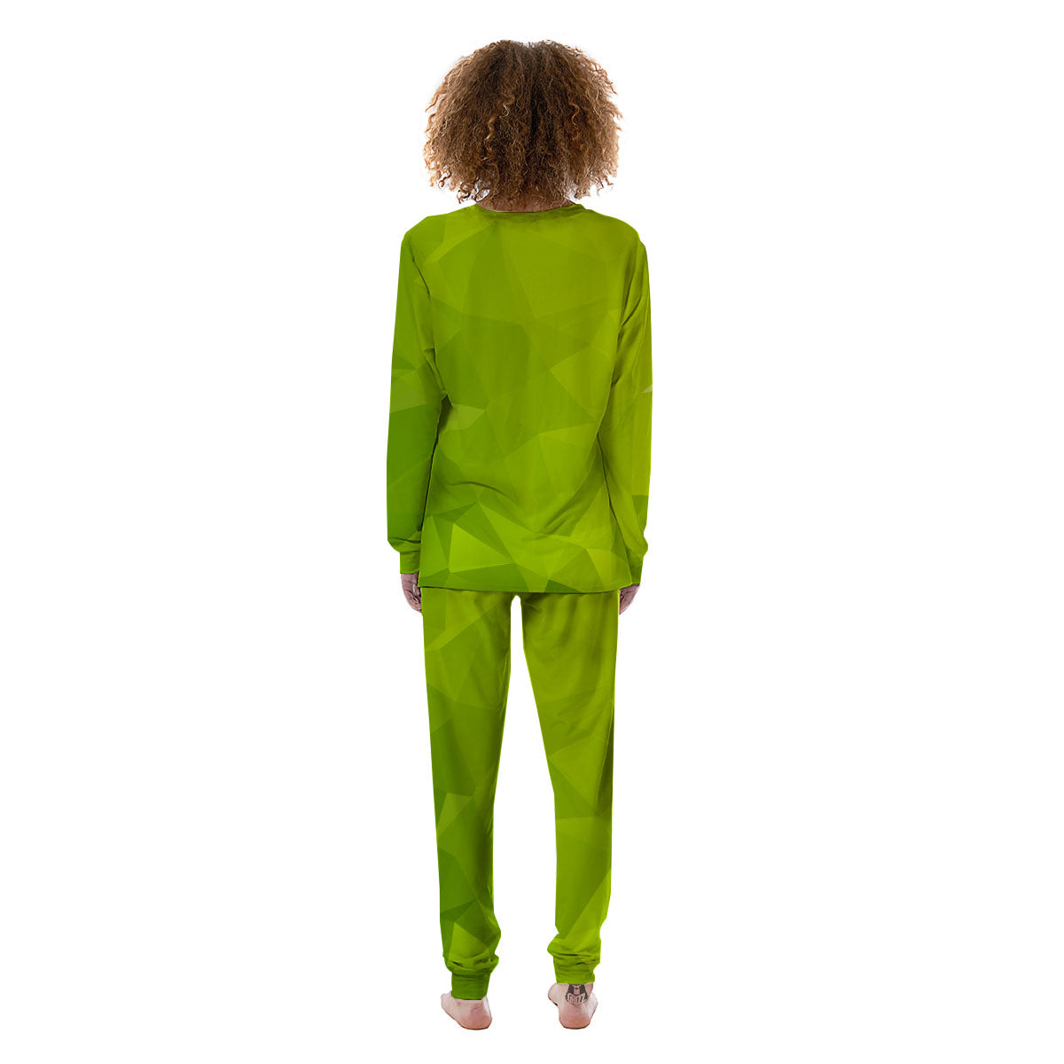 Geometric Polygonal Green Print Women's Pajamas-grizzshop