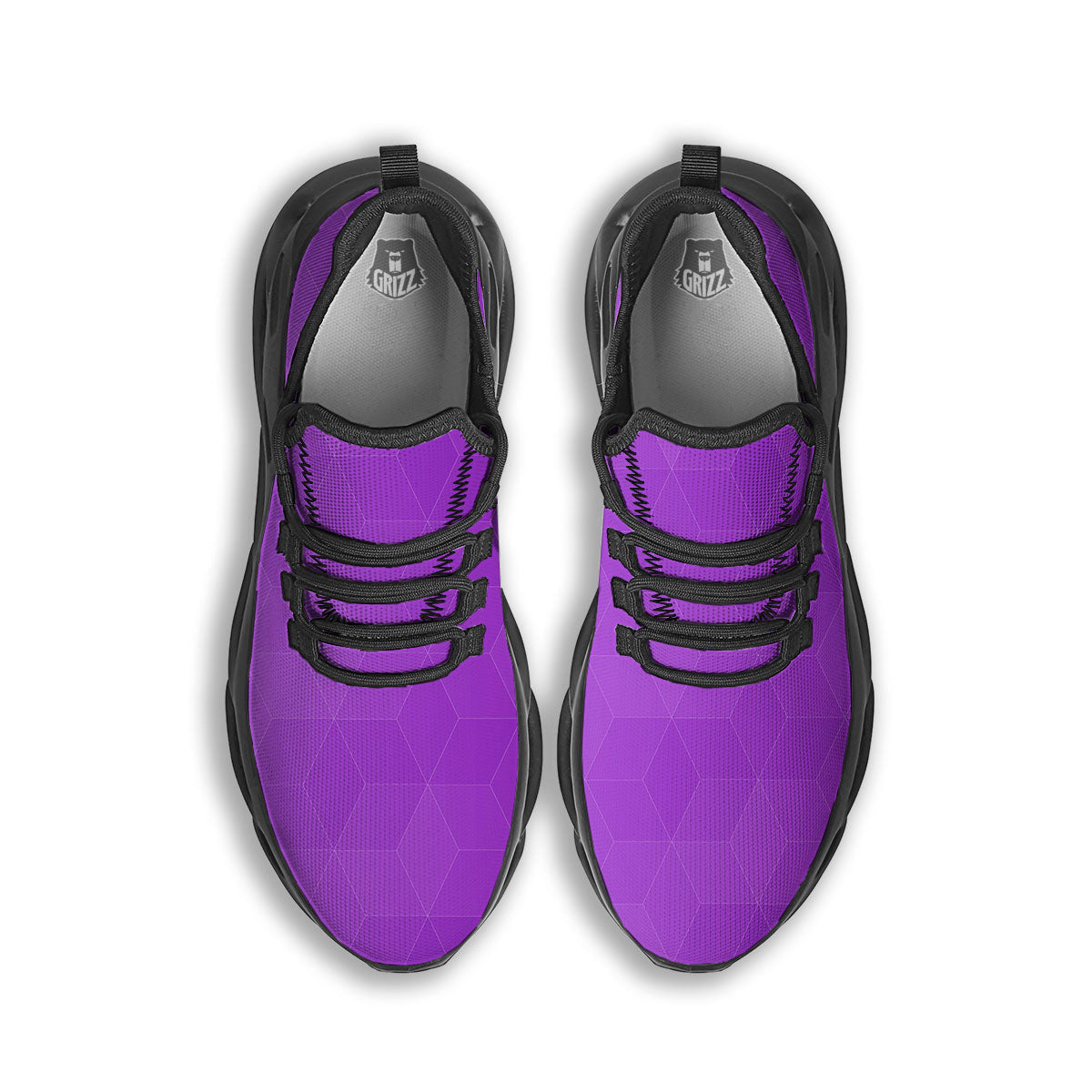 Geometric Polygonal Purple Print Black Running Shoes-grizzshop
