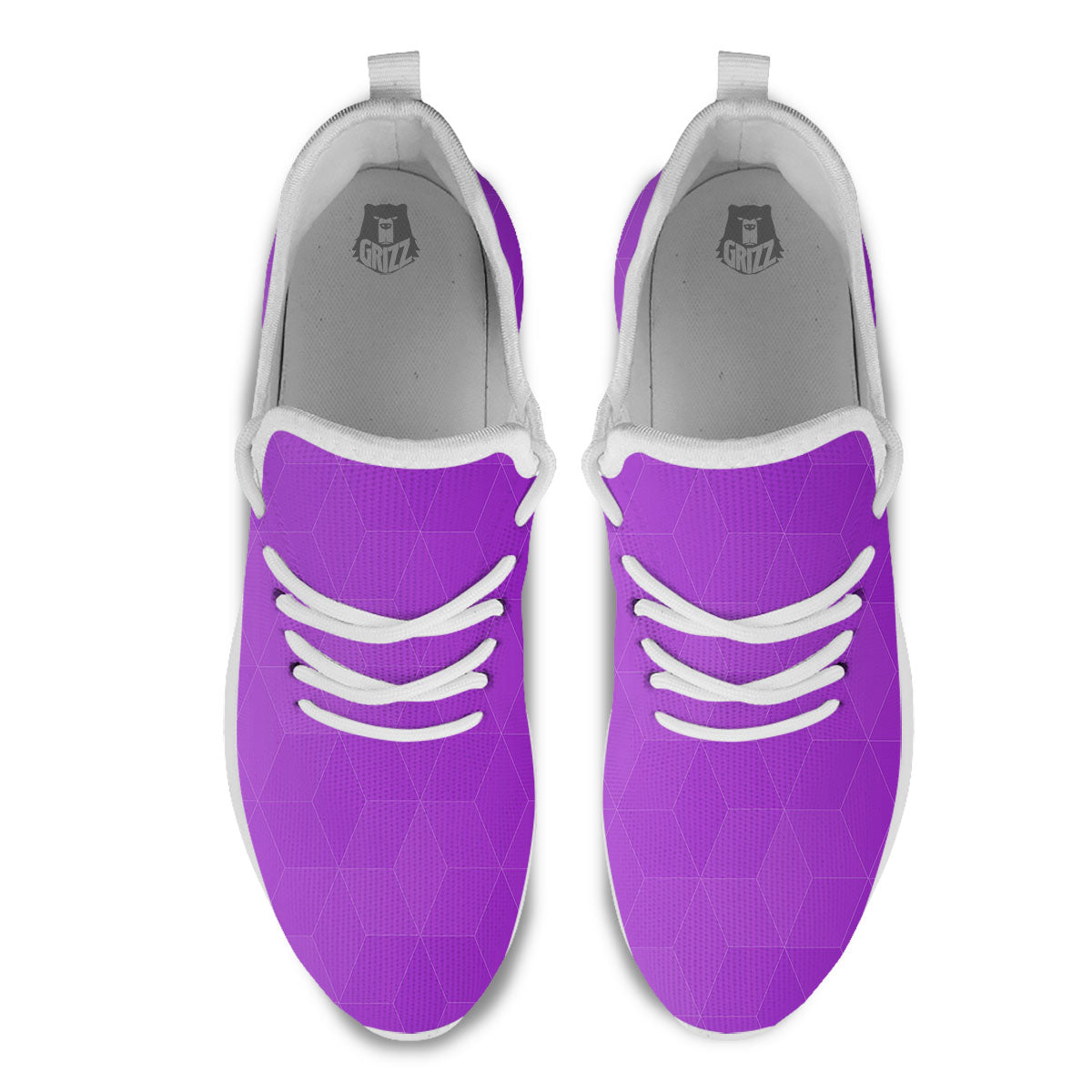 Geometric Polygonal Purple Print White Athletic Shoes-grizzshop