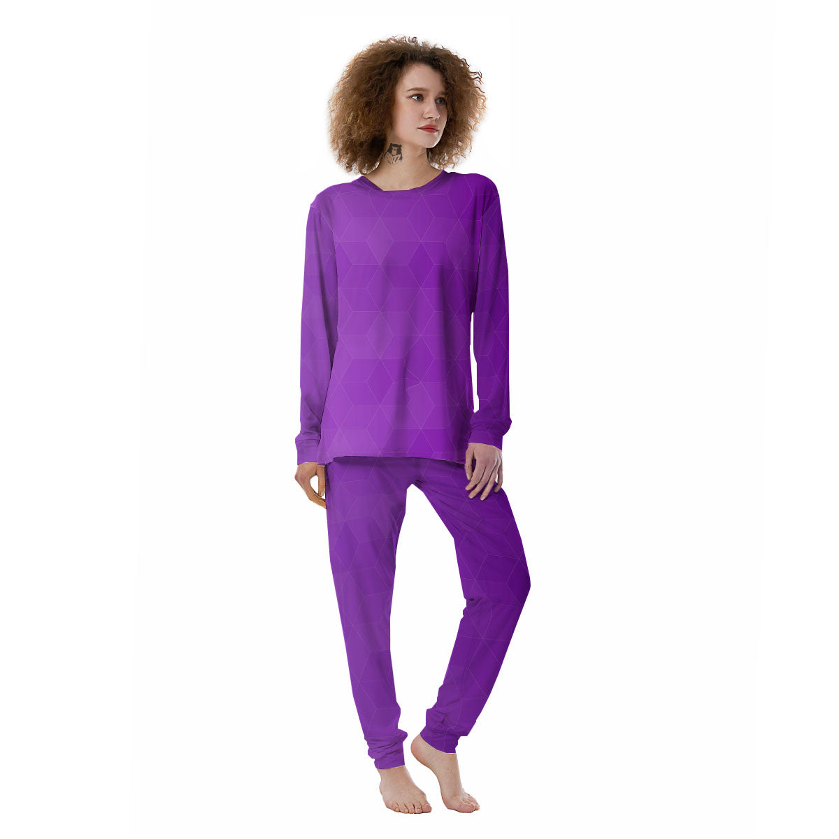 Geometric Polygonal Purple Print Women's Pajamas-grizzshop