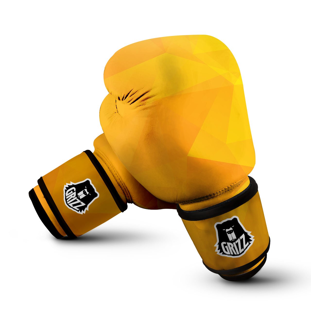 Geometric Polygonal Yellow Print Boxing Gloves-grizzshop