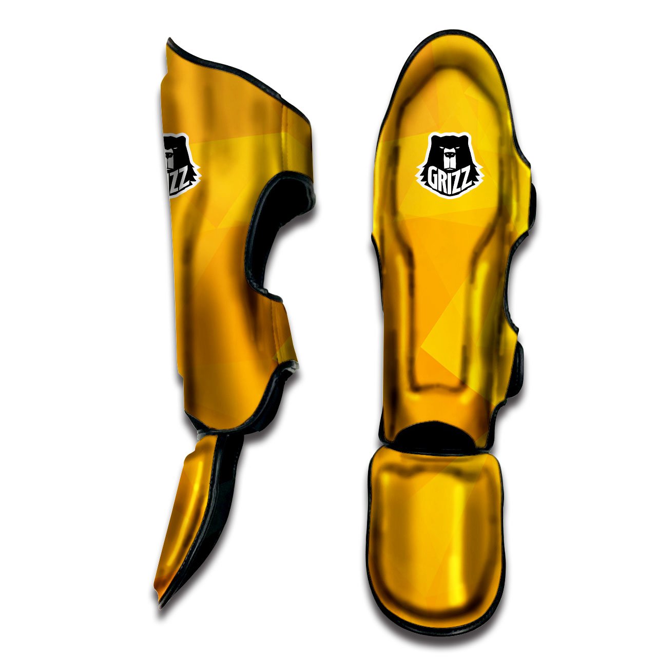 Geometric Polygonal Yellow Print Muay Thai Shin Guards-grizzshop