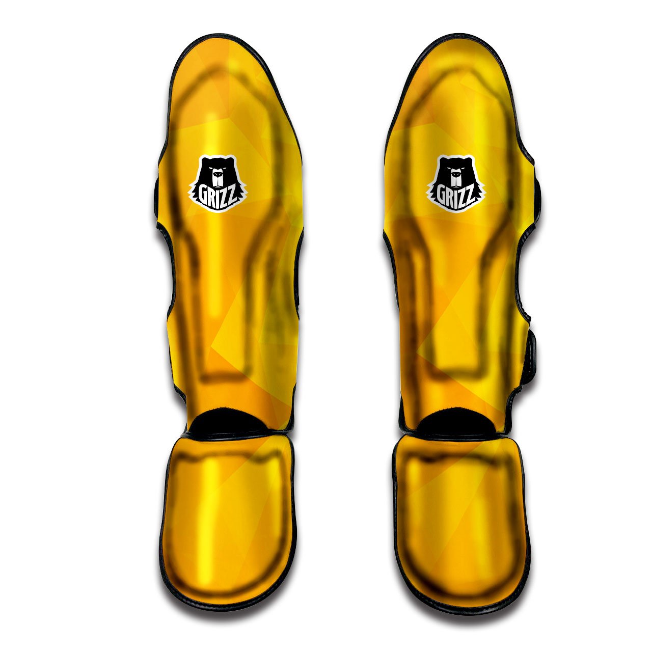 Geometric Polygonal Yellow Print Muay Thai Shin Guards-grizzshop