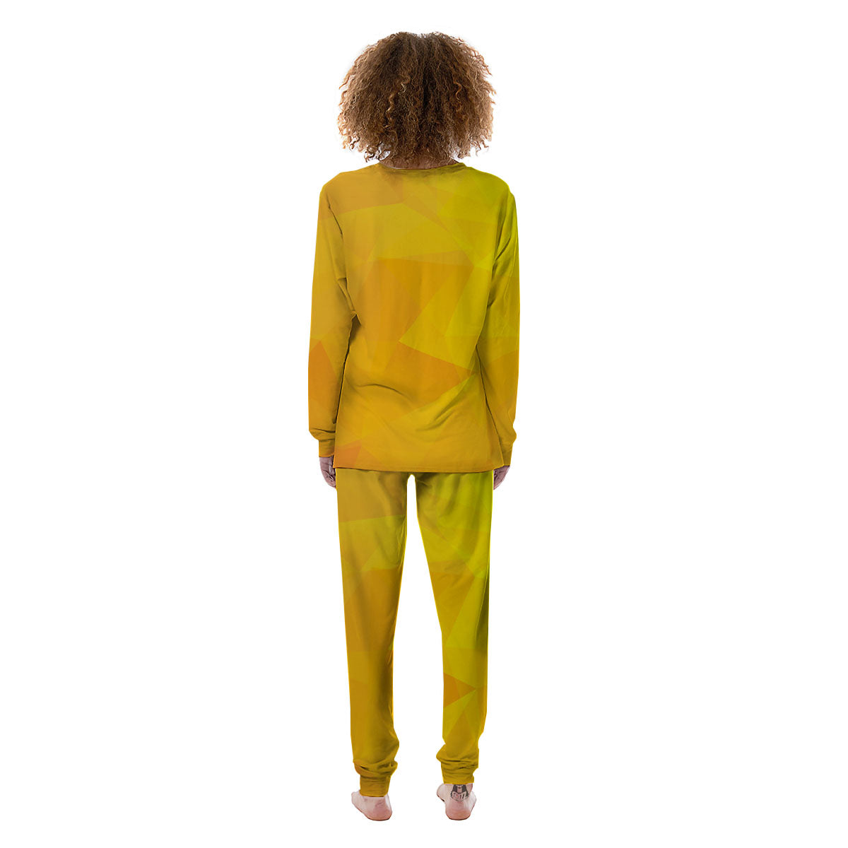 Geometric Polygonal Yellow Print Women's Pajamas-grizzshop