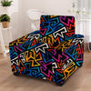 Geometric Print Armchair Cover-grizzshop