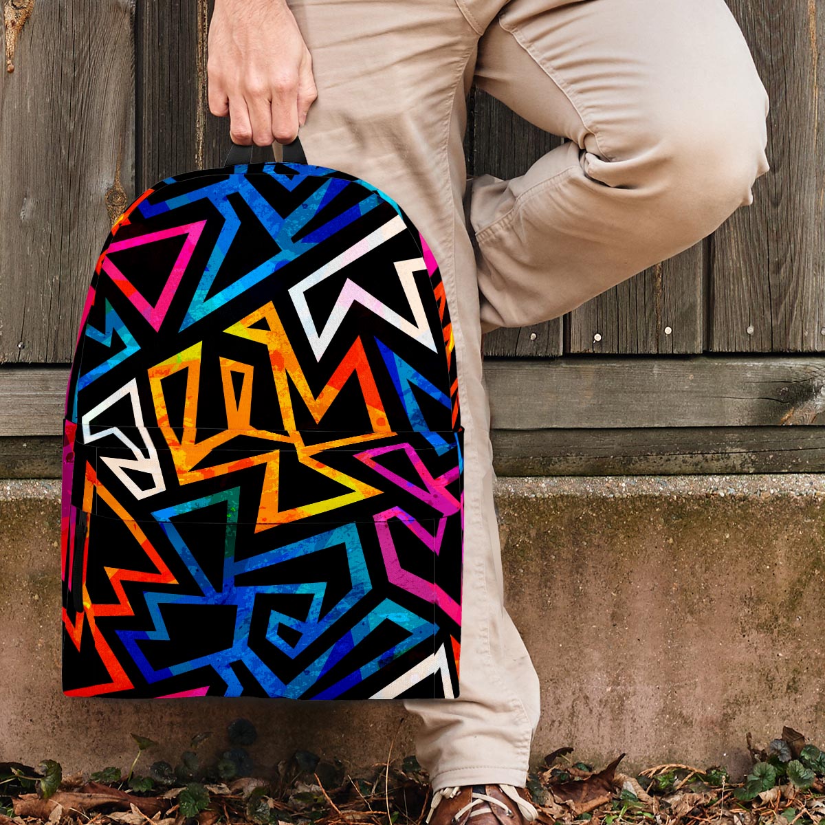 Geometric Print Backpack-grizzshop