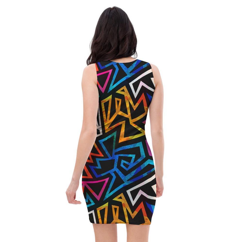 Geometric Print Bodycon Dress-grizzshop