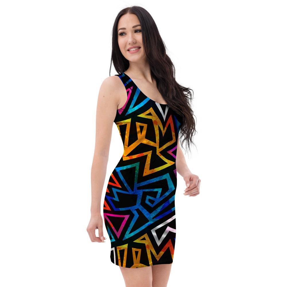 Geometric Print Bodycon Dress-grizzshop