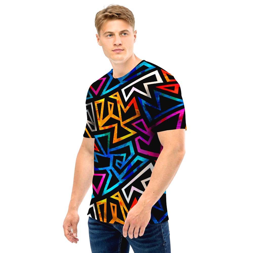 Geometric Print Men T Shirt-grizzshop