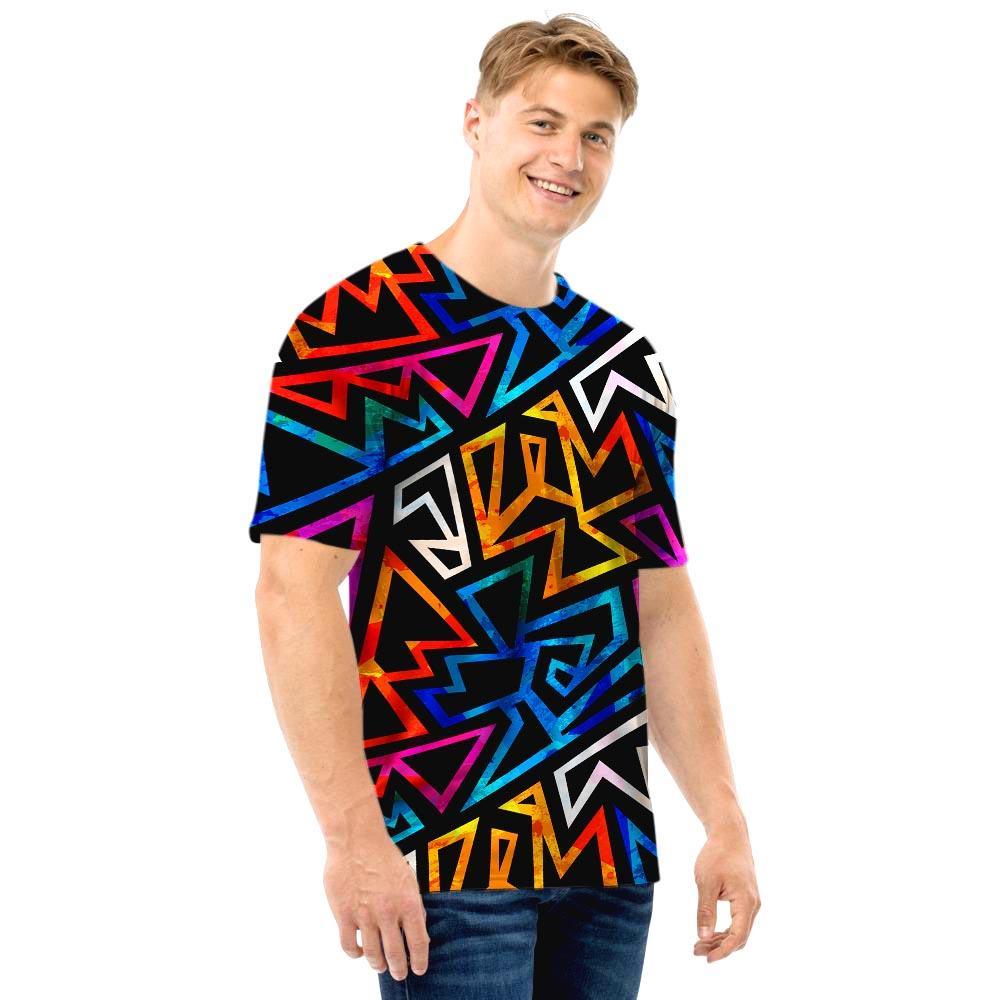 Geometric Print Men T Shirt-grizzshop