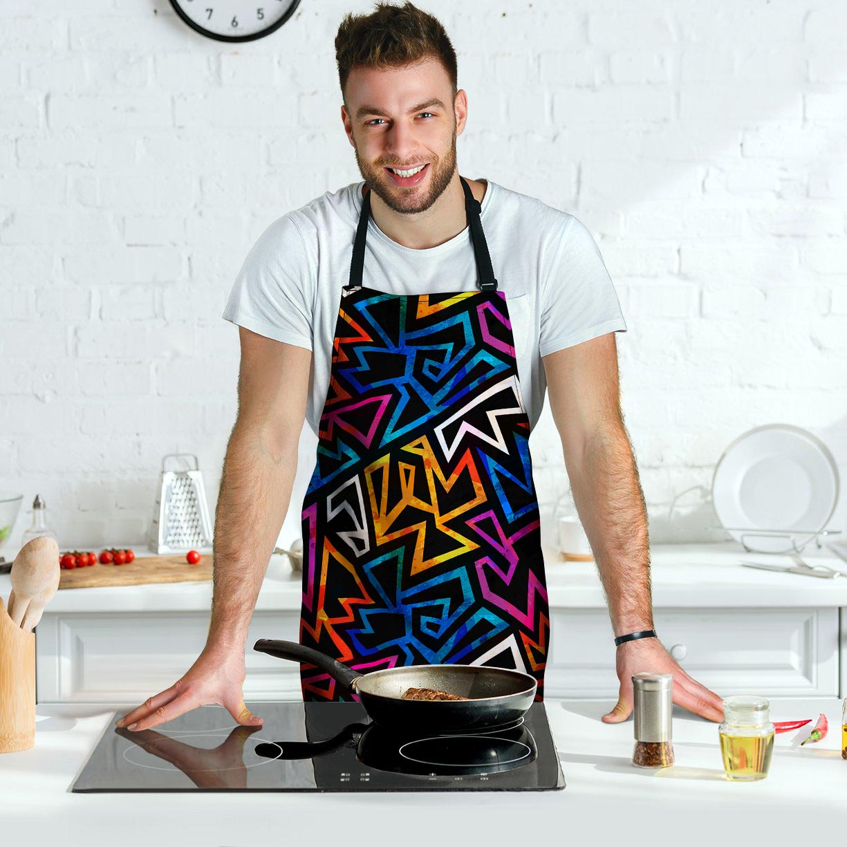 Geometric Print Men's Apron-grizzshop