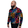 Geometric Print Men's Bomber Jacket-grizzshop