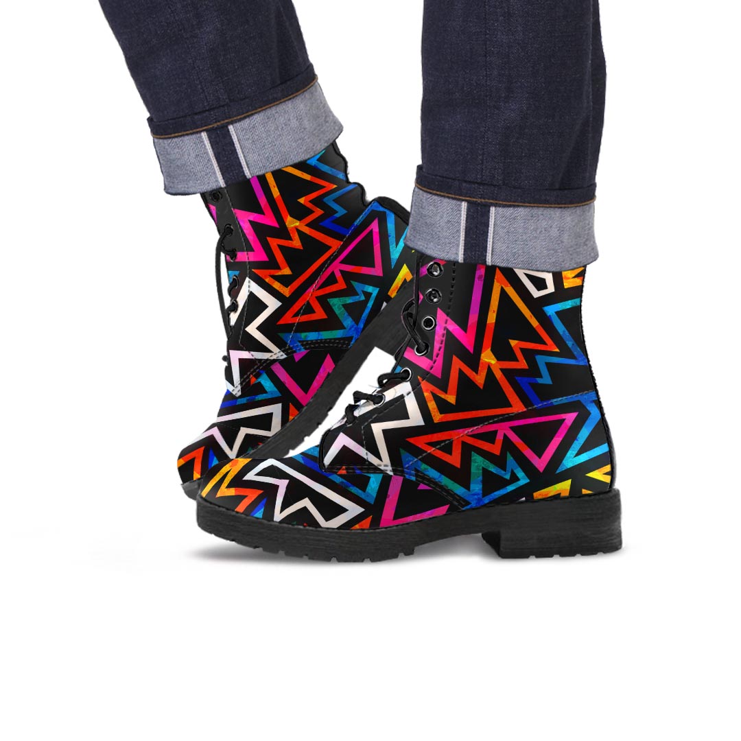 Geometric Print Men's Boots-grizzshop