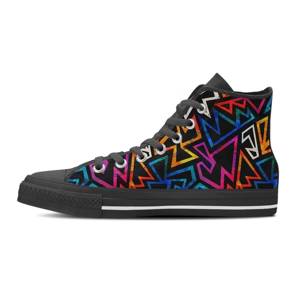 Geometric Print Men's High Top Shoes-grizzshop