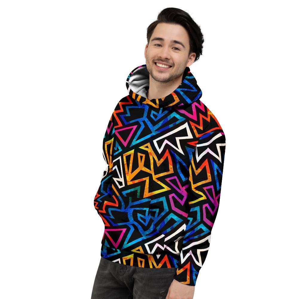 Geometric Print Men's Hoodie-grizzshop