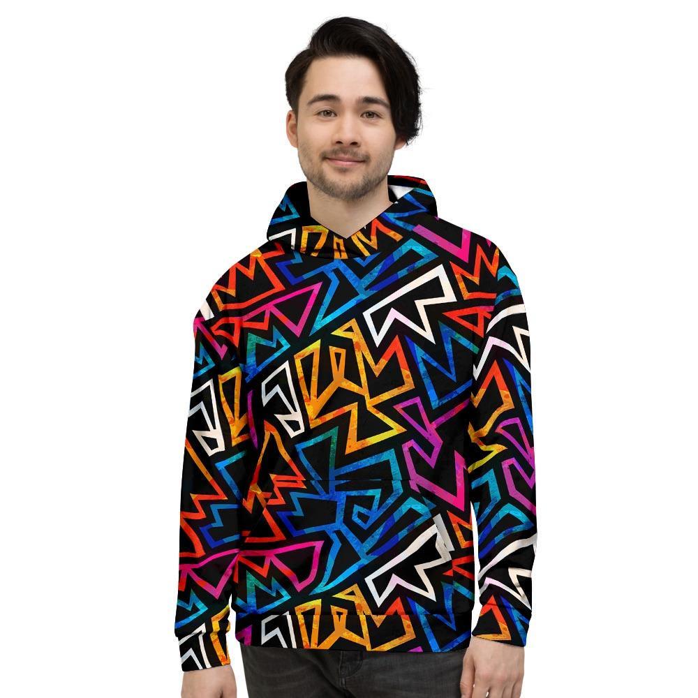 Geometric Print Men's Hoodie-grizzshop