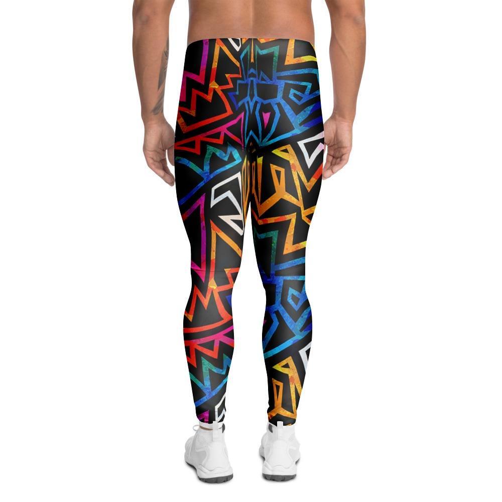 Geometric Print Men's Leggings-grizzshop