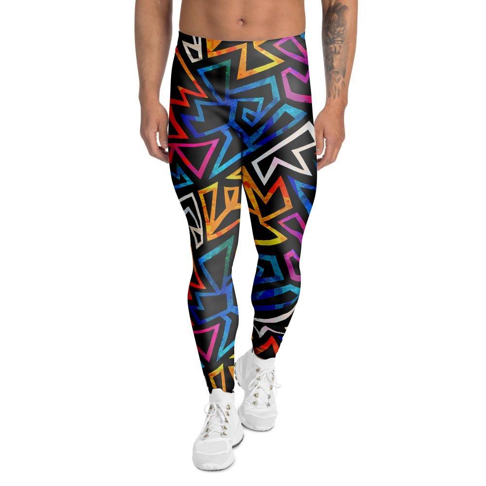 Geometric Print Men's Leggings-grizzshop