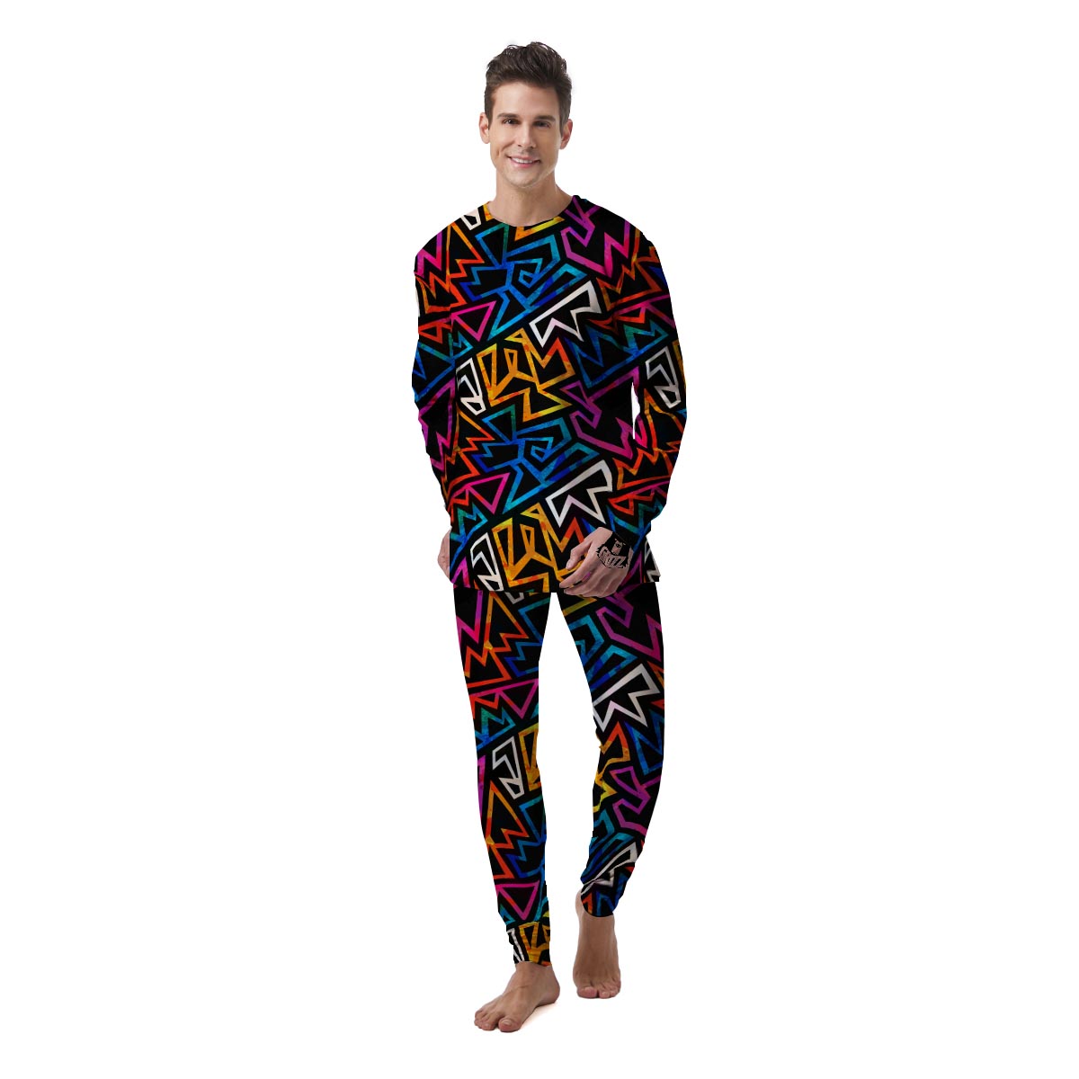 Geometric Print Men's Pajamas-grizzshop