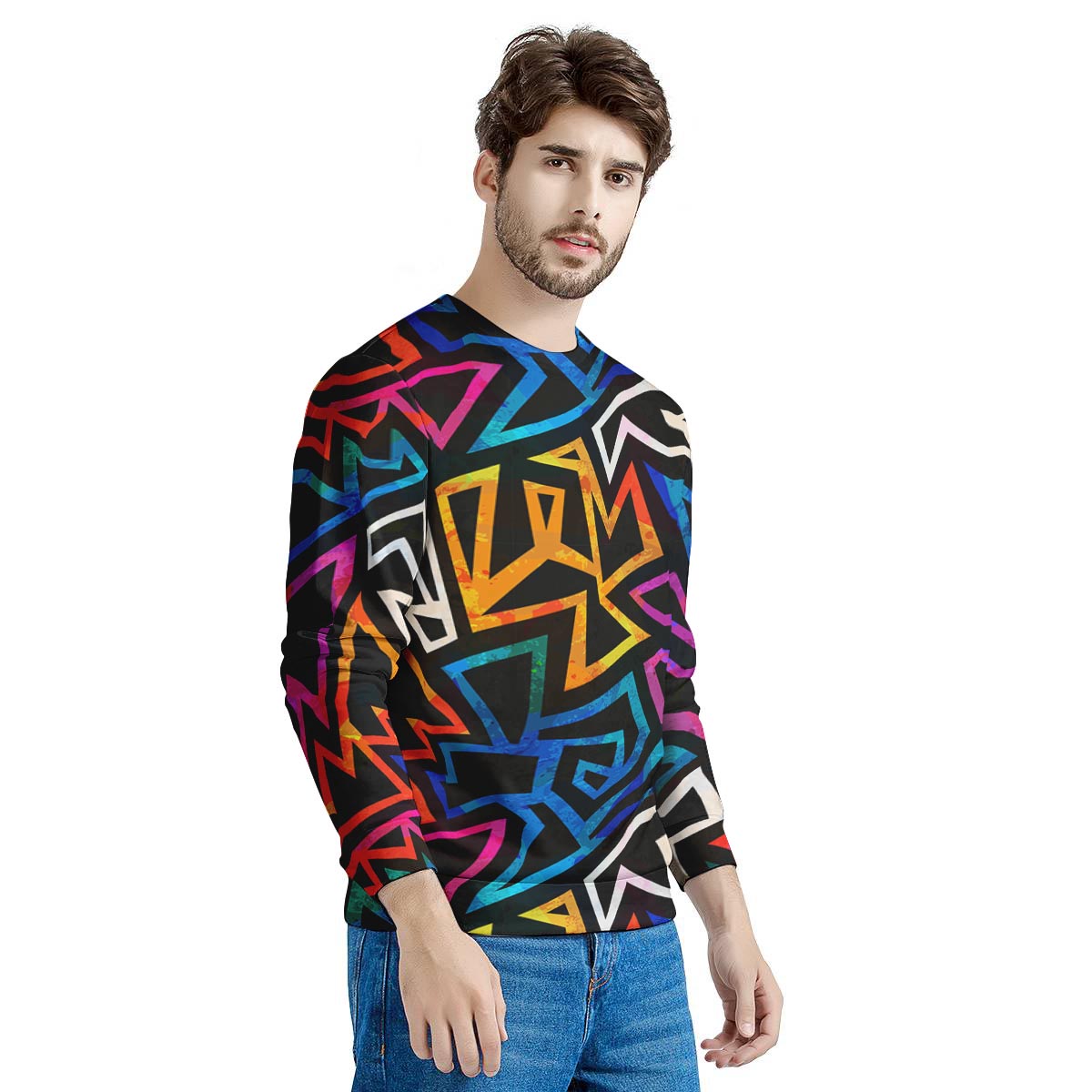 Geometric Print Men's Sweatshirt-grizzshop