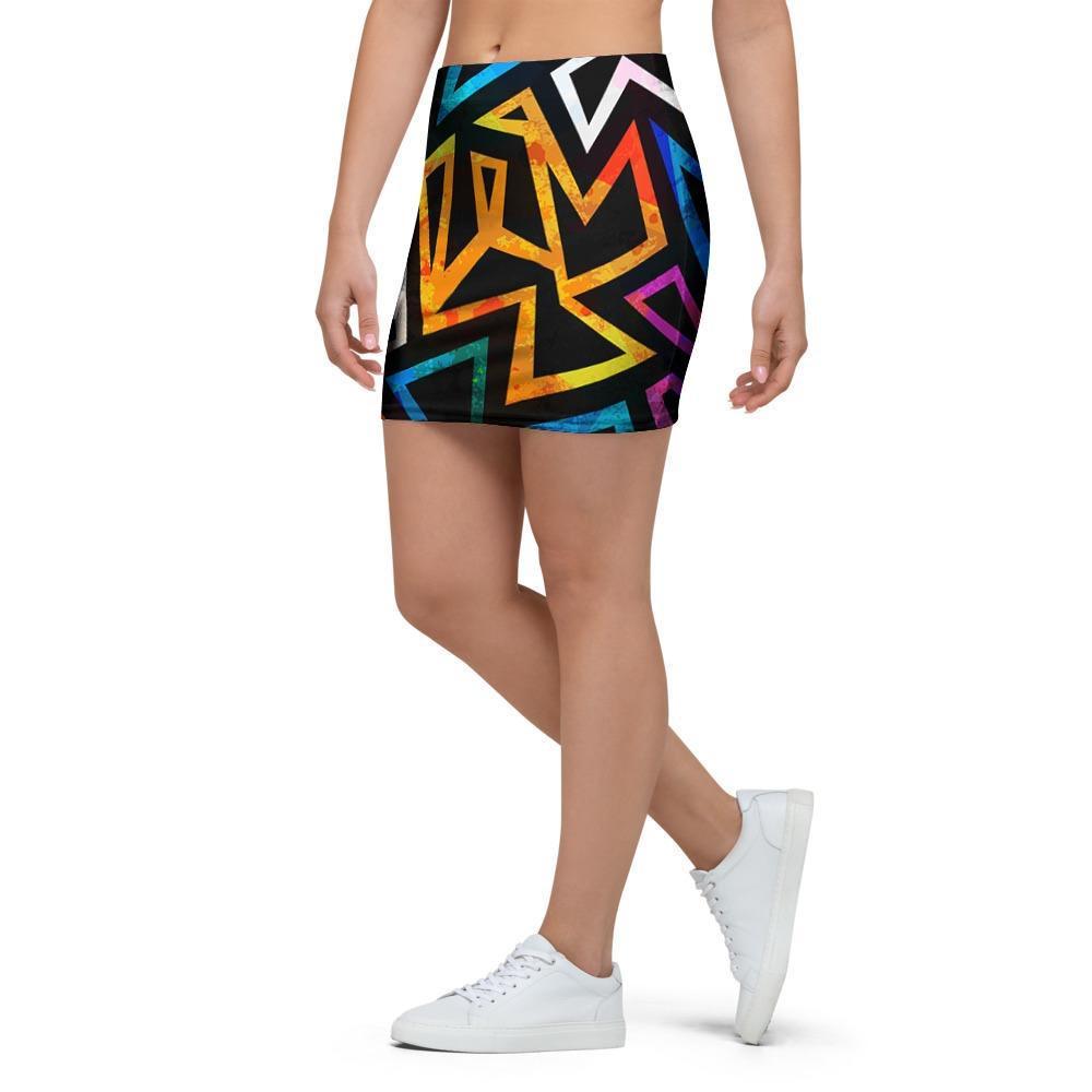 Geometric Print Mini Skirt-grizzshop