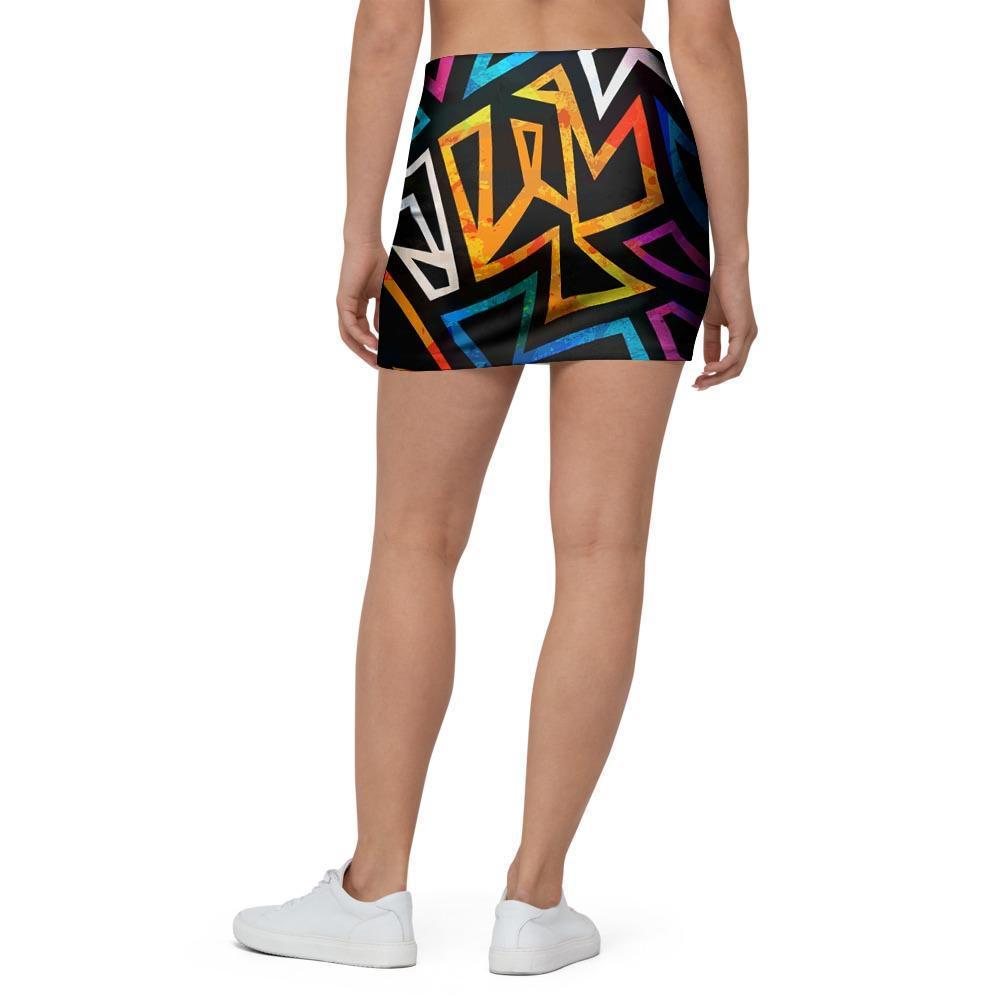 Geometric Print Mini Skirt-grizzshop