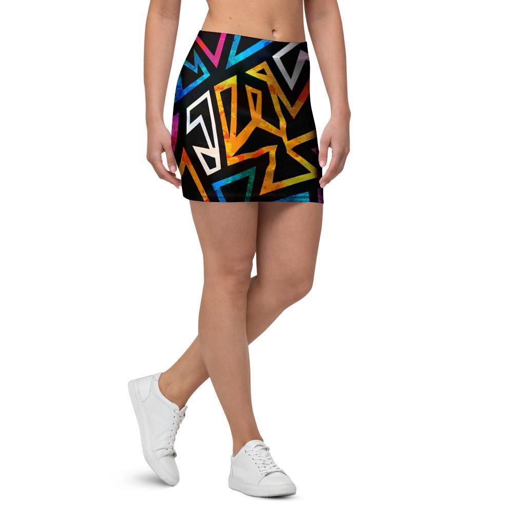 Geometric Print Mini Skirt-grizzshop