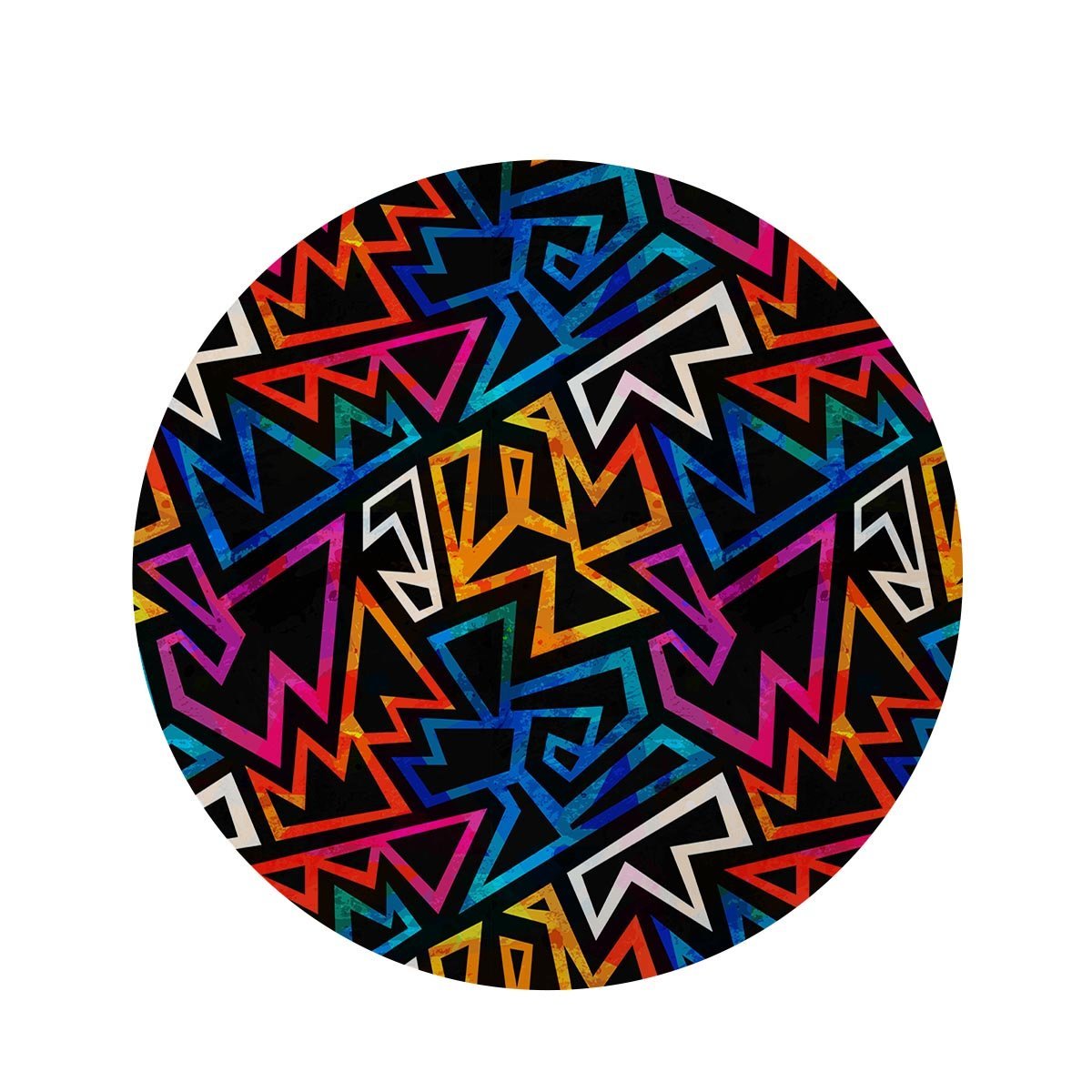 Geometric Print Round Rug-grizzshop