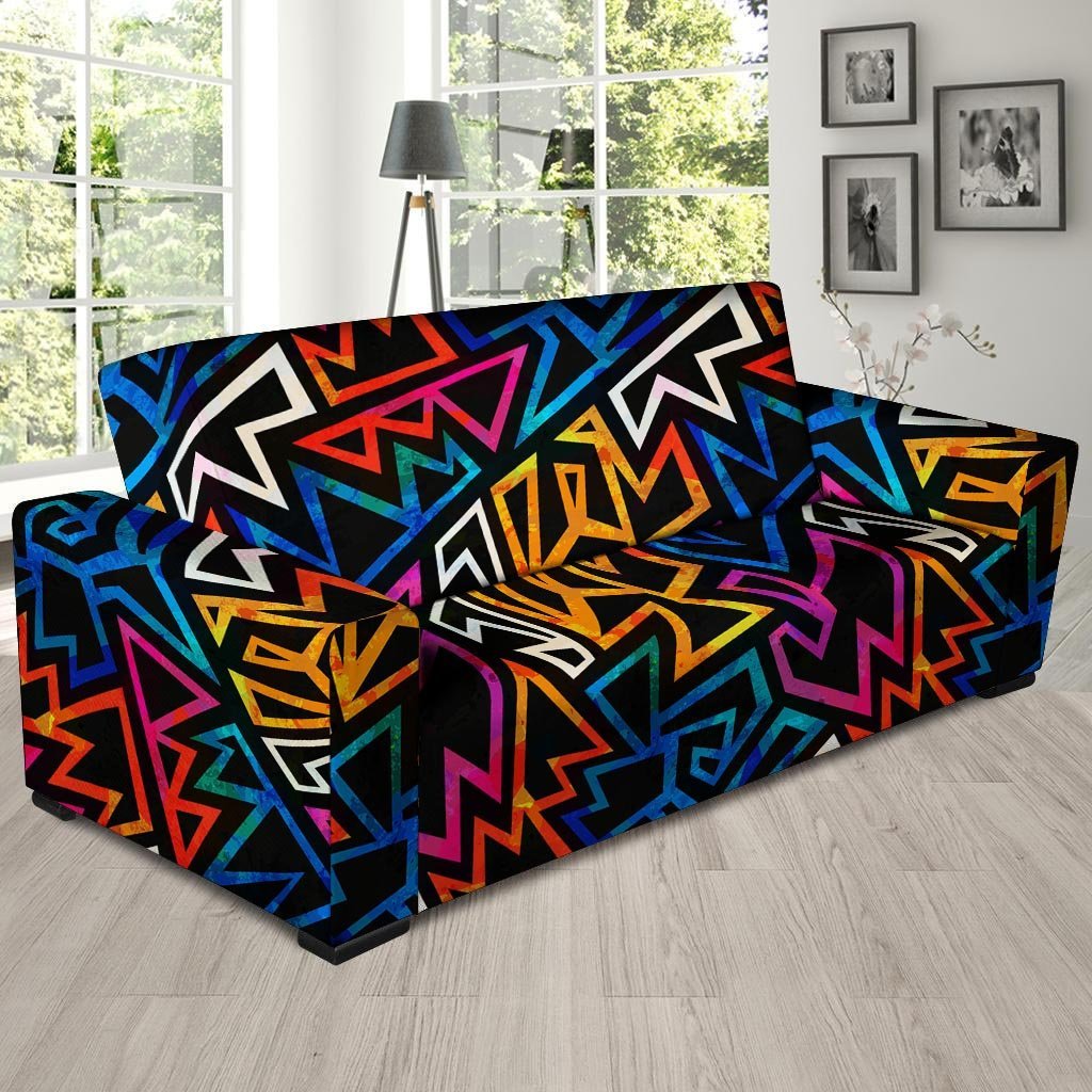 Geometric Print Sofa Cover-grizzshop