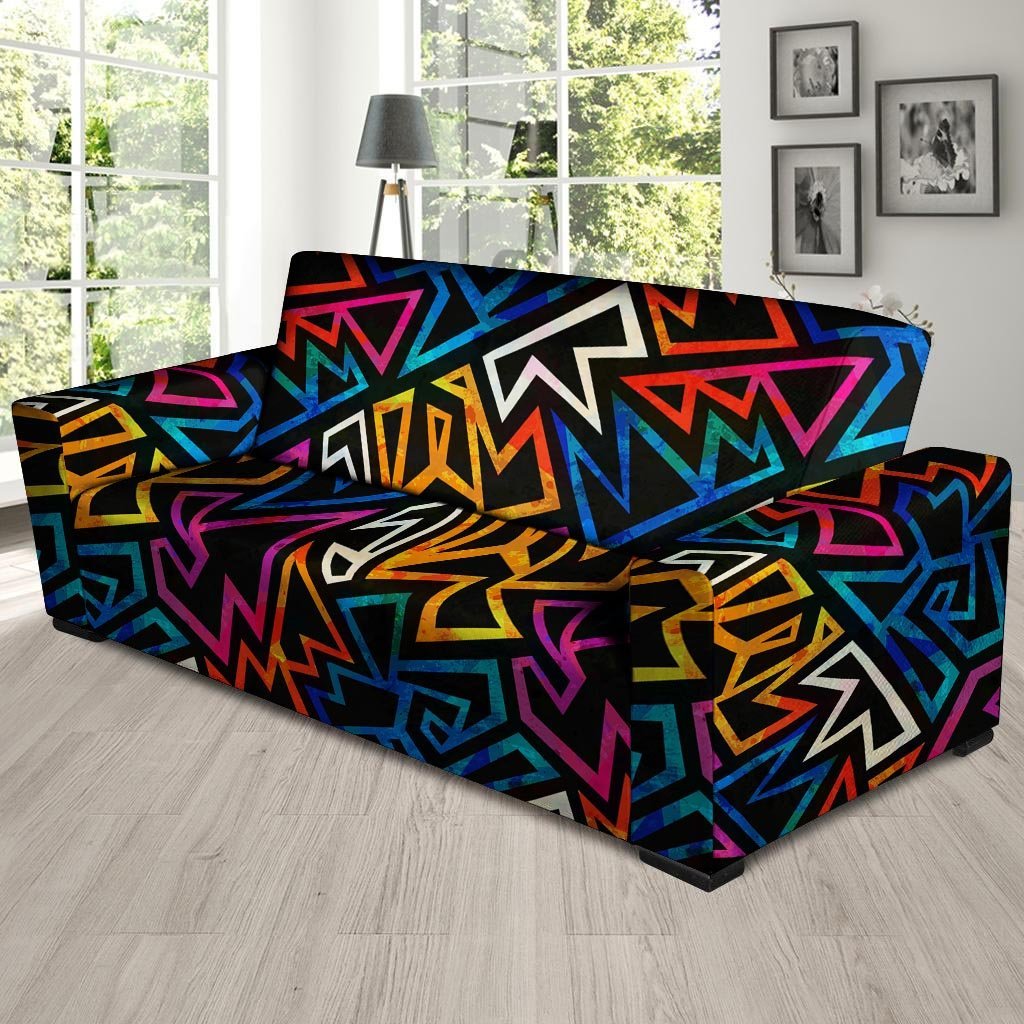 Geometric Print Sofa Cover-grizzshop