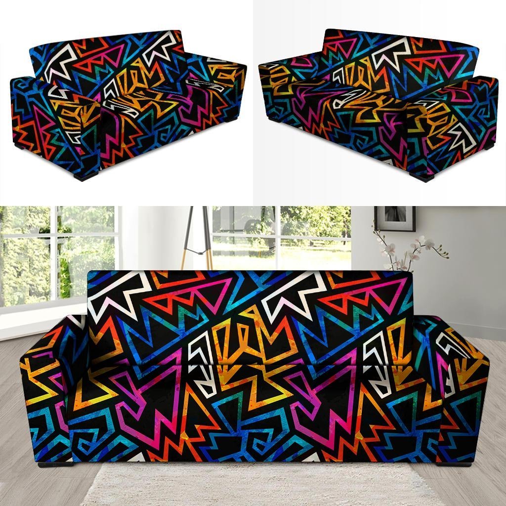 Geometric Print Sofa Cover-grizzshop