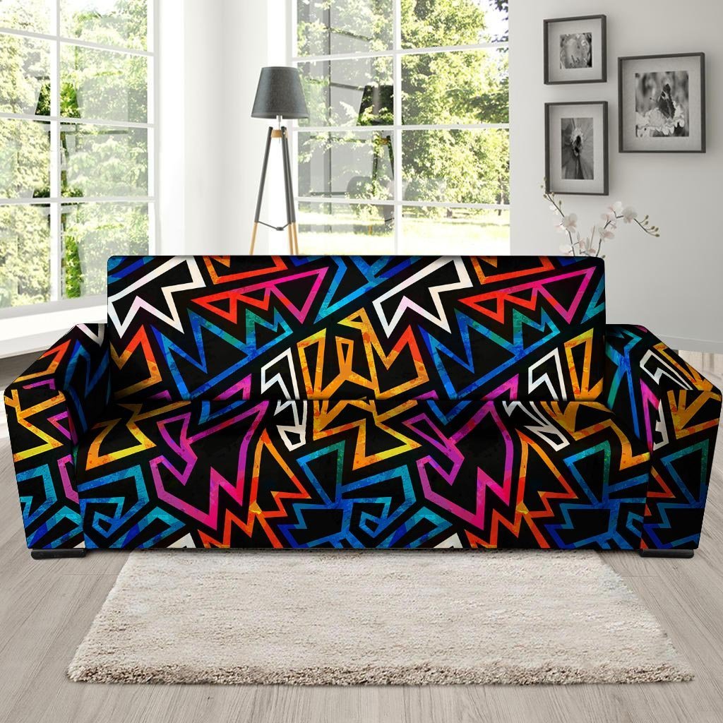 Geometric Print Sofa Cover-grizzshop