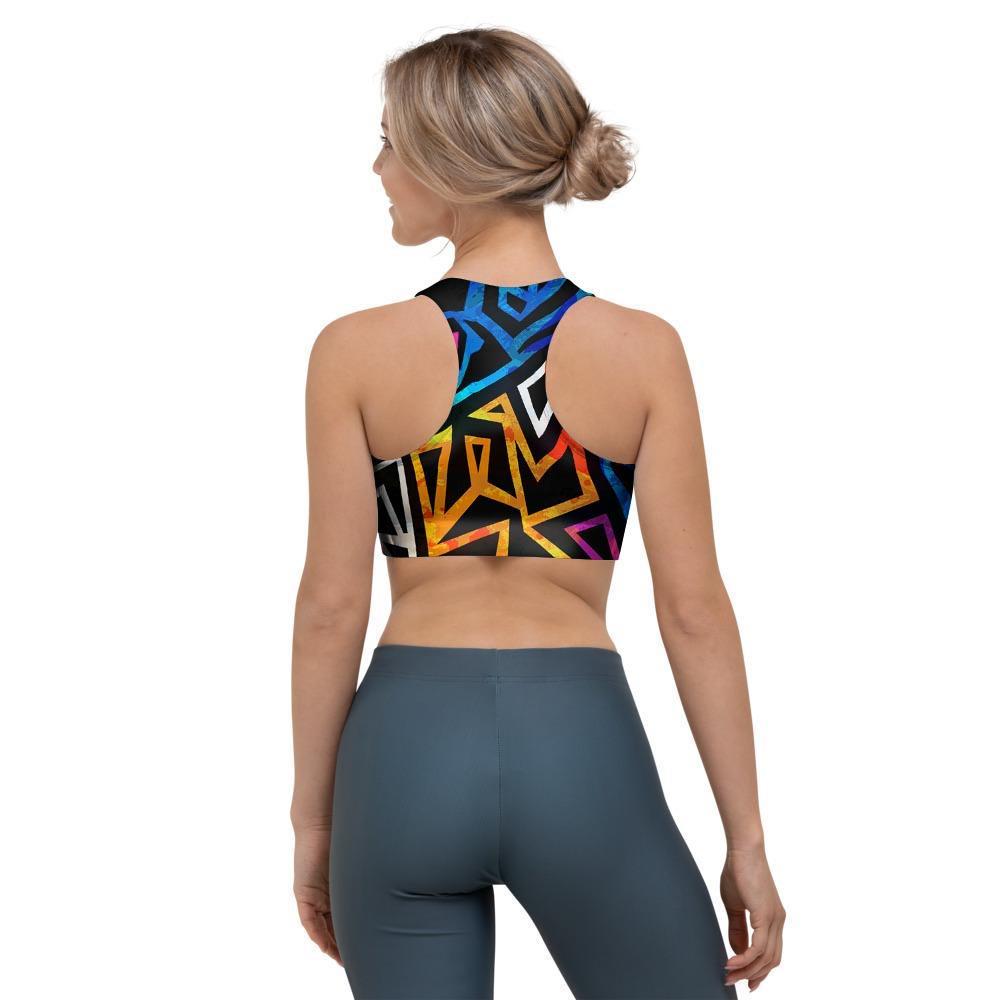 Geometric Print Sports Bra-grizzshop