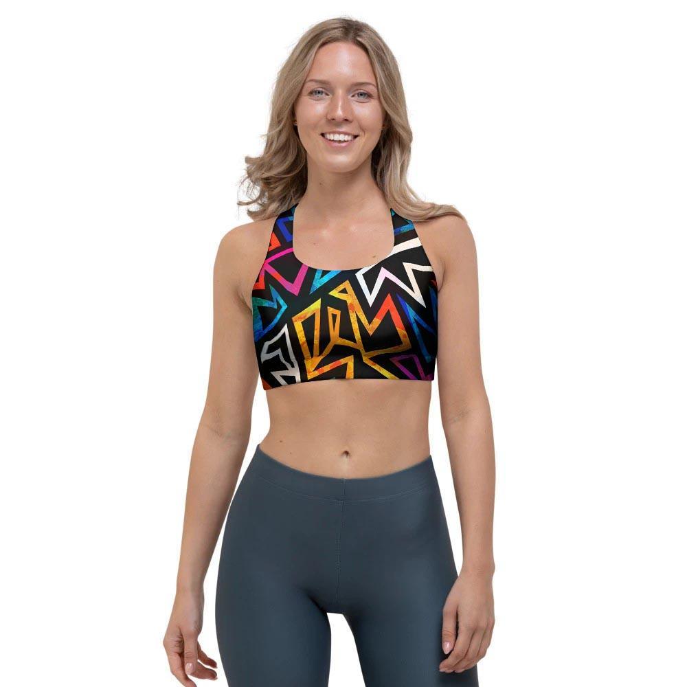 Geometric Print Sports Bra-grizzshop