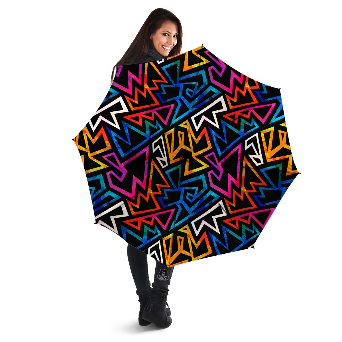 Geometric Print Umbrella-grizzshop